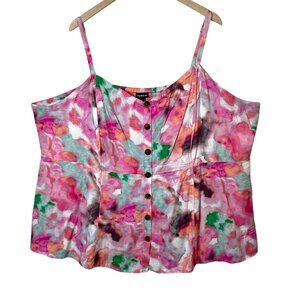 Torrid Womens Fit and Flare Twill Multicolor Button-Down Sleeveless Top 5X